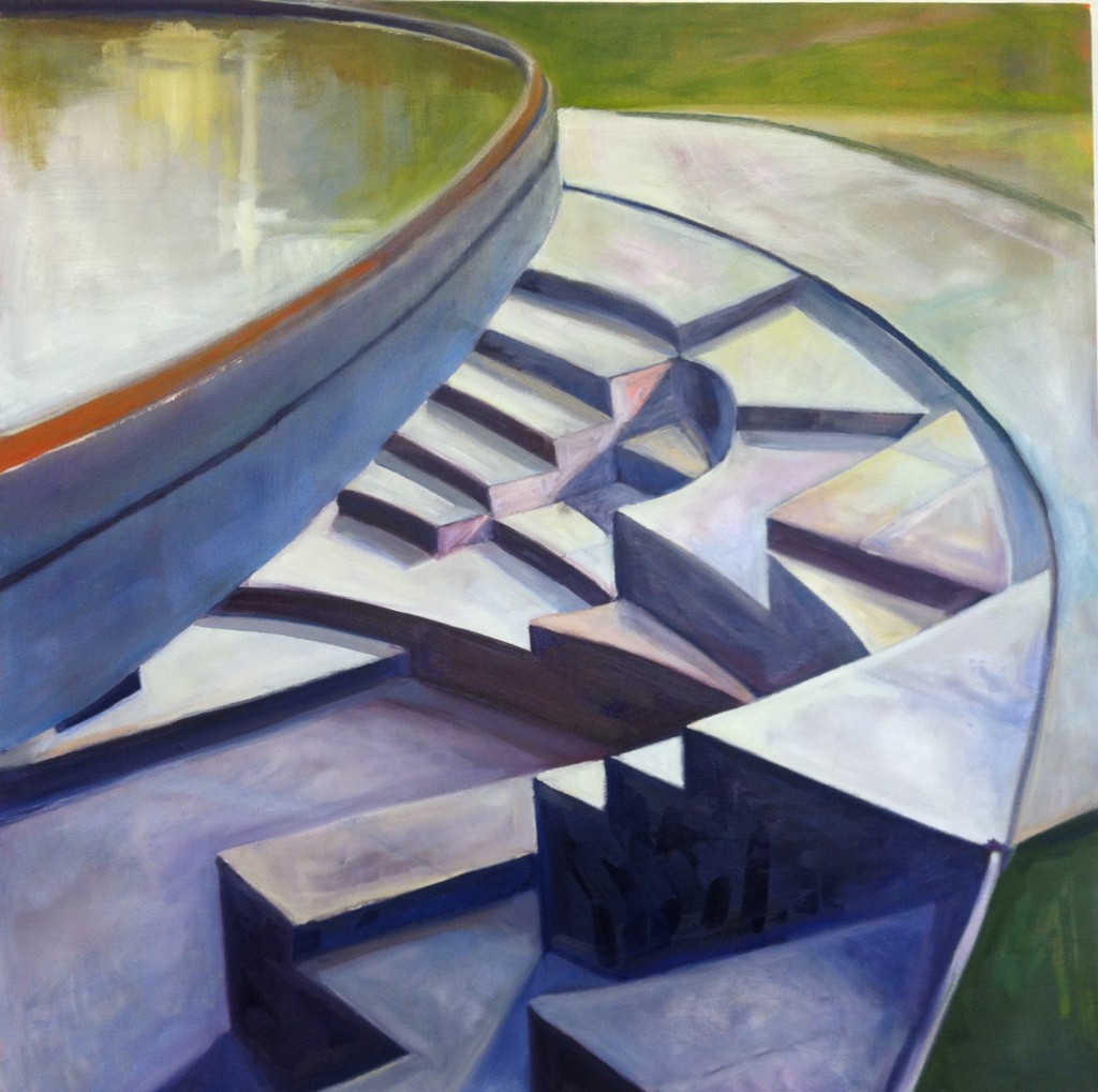 grey painting of interlocking steps