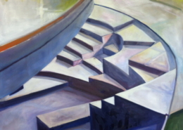 grey painting of interlocking steps