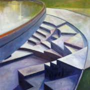grey painting of interlocking steps