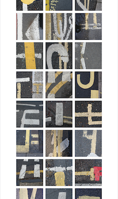 detailed photos of road paint markings in a grid