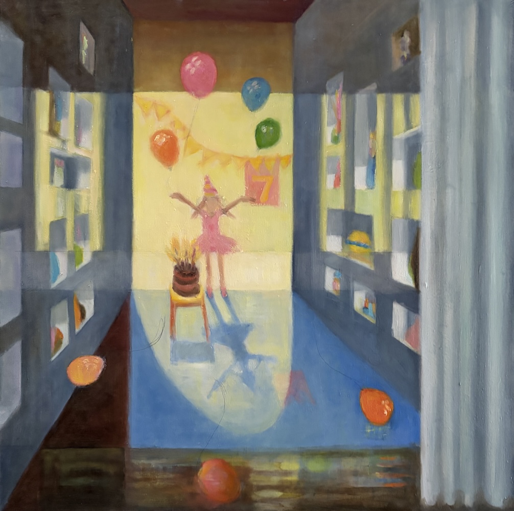 She was 7, IR (DLW) 2026, oil on linen She was 7, IR (DLW) 2026, oil on linen
