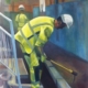 painting of roadworkers in hi vis