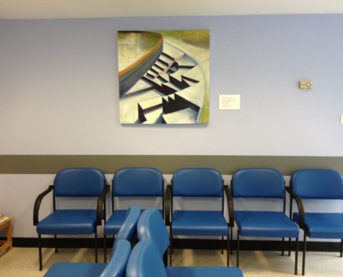 Painting on wall of hospital waiting room