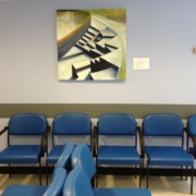 Painting on wall of hospital waiting room