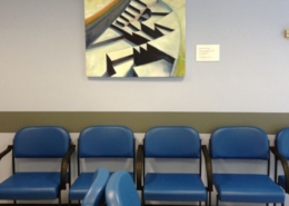 Painting on wall of hospital waiting room