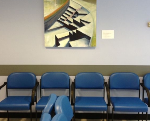 Painting on wall of hospital waiting room